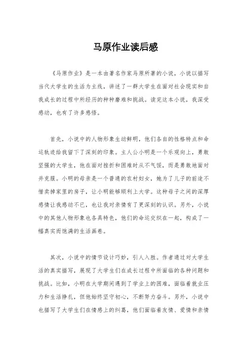 马原作业读后感