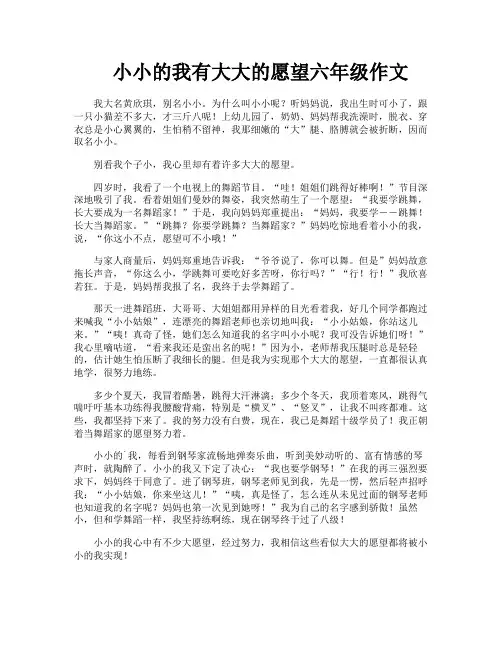 小小的我有大大的愿望六年级作文
