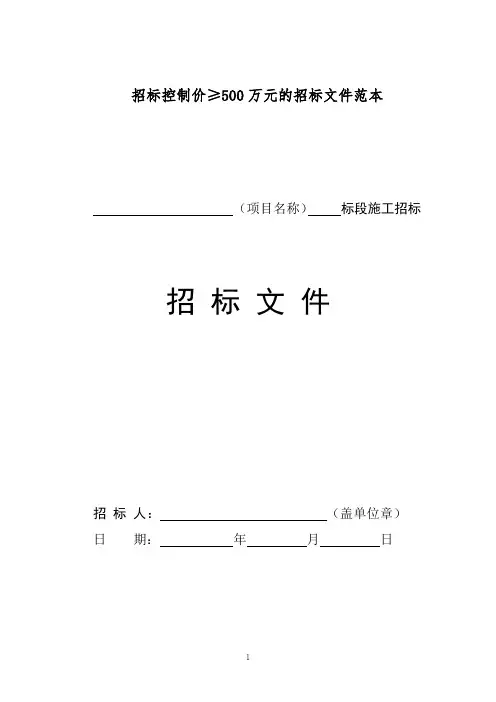 大于500万招标文件
