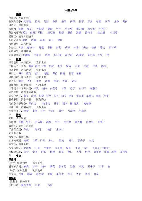 中医内科学方剂及剂量