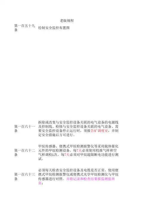 新旧对照煤矿安全规程