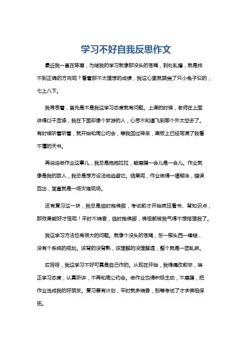 学习不好自我反思作文