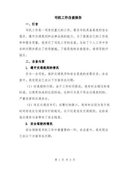 司机工作自查报告