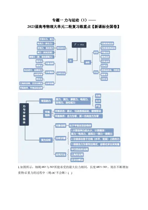 专题一 力与运动 (1)——2023届高考物理大单元二轮复习练重点