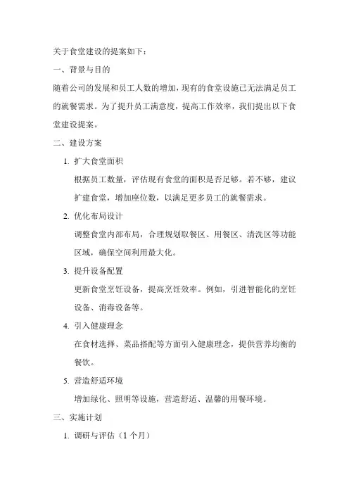 关于食堂建设的提案