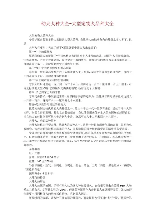 幼犬犬种大全-大型宠物犬品种大全