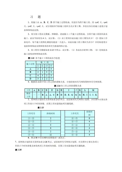 网络图练习题