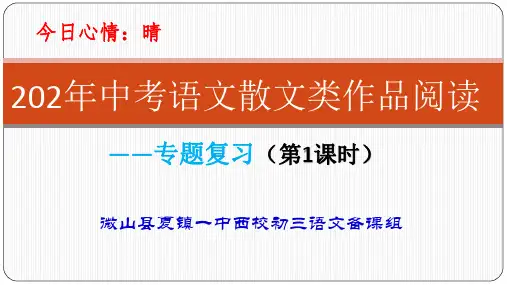 2020年中考语文散文阅读专题复习精品课件
