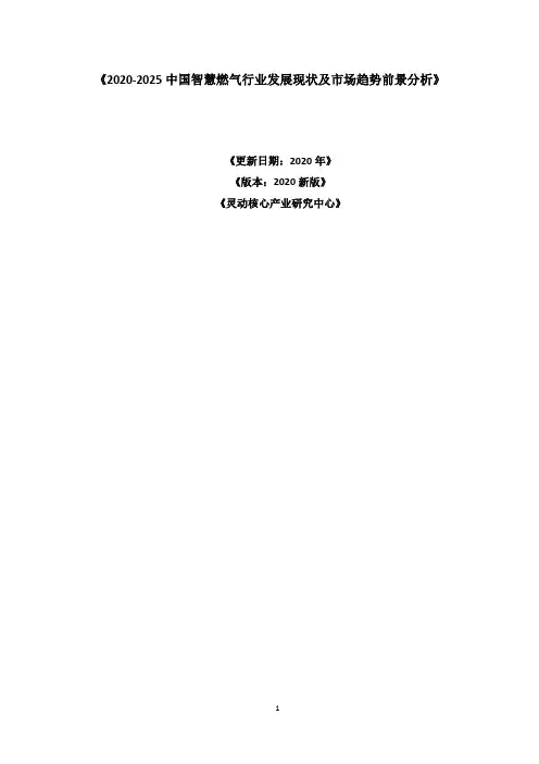 2020-2025中国智慧燃气行业发展现状及市场趋势前景分析报告