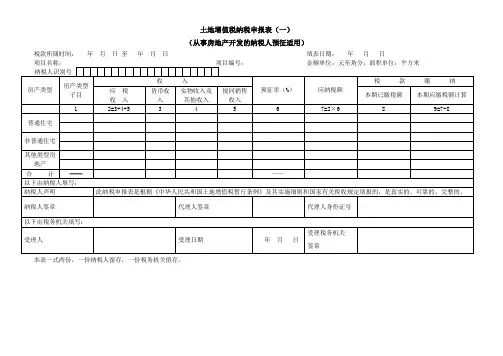 土地增值税纳税申报表
