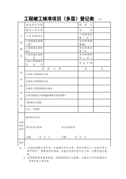 市人防报建表