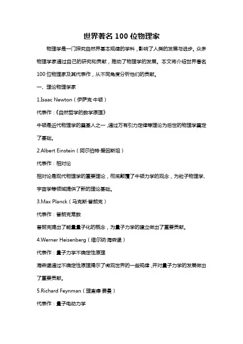 世界著名100位物理家