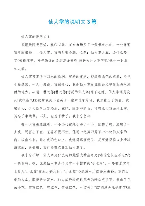仙人掌的说明文3篇