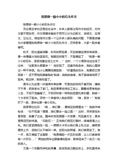 我愿做一颗小小的石头作文