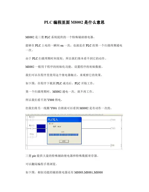 PLC编程里面M8002是什么意思