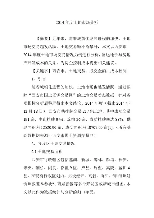 2014年度土地市场分析