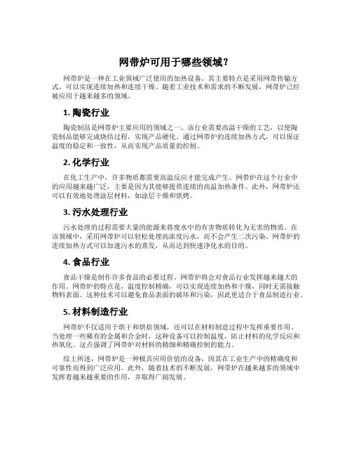 网带炉可用于哪些领域？