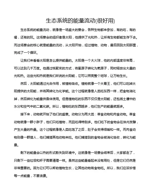 生态系统的能量流动(很好用)
