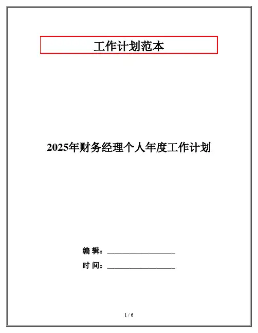 2025年财务经理个人年度工作计划