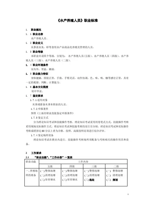 [水产养殖人员]职业标准