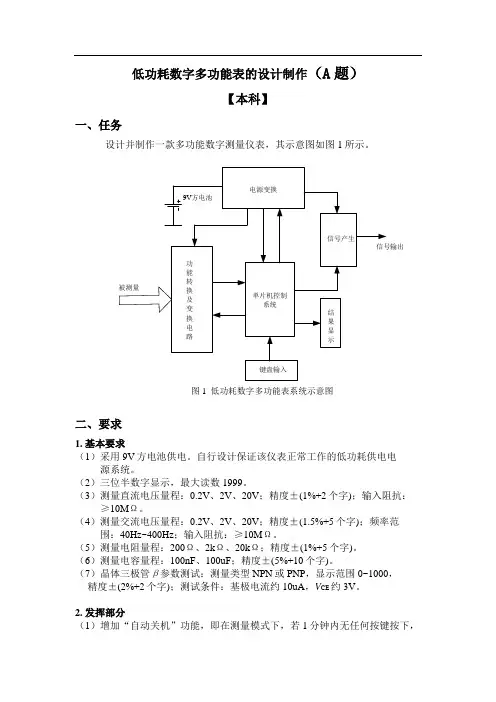 TI杯 山东电子设计大赛试题汇总