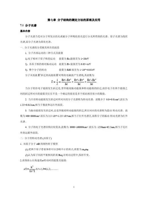 分子结构的测定方法的原理及应用