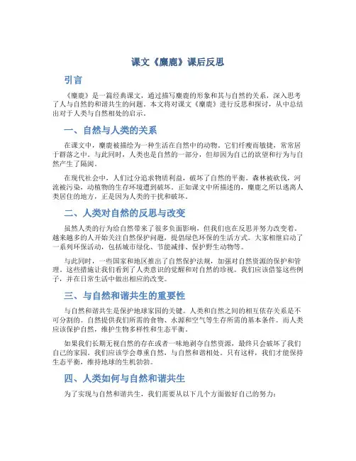 课文麋鹿课后反思