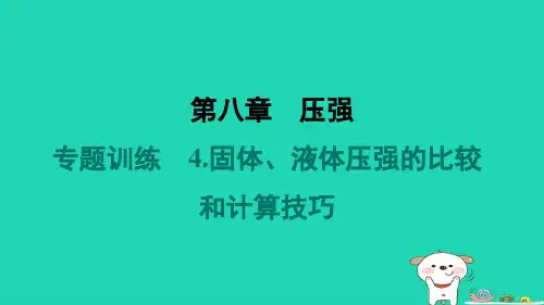 安徽省2024八年级物理下册第8章压强专题训练4.固体液体压强的比较和计算技巧课件新届沪科届