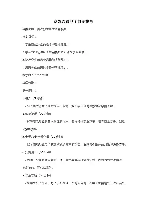 商战沙盘电子教案模板