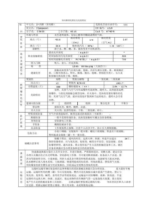 异丙醇理化特性及危险特性新