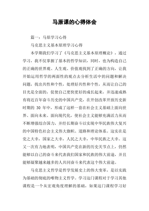 马原课的心得体会