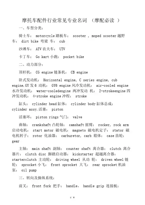 摩托车配件行业常见专业名词(摩配必读)