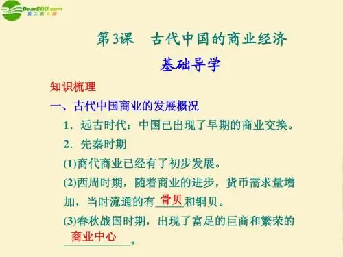 高中历史 专题1 第3课 古代中国的商业经济精美课件 人民版必修2