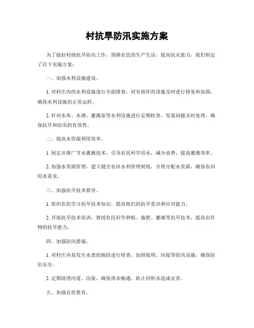 村抗旱防汛实施方案