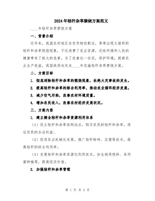 2024年秸秆杂草禁烧方案范文