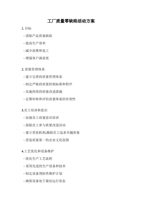 工厂质量零缺陷活动方案