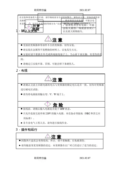 ACVF门机变频器调试说明介绍模板(中文版)之欧阳物创编