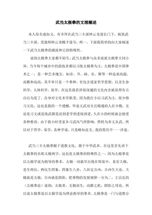 武当太极拳的文理概述
