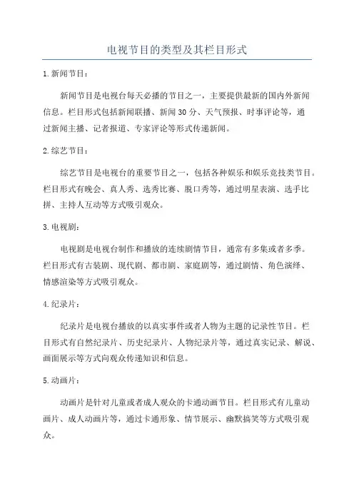 电视节目的类型及其栏目形式