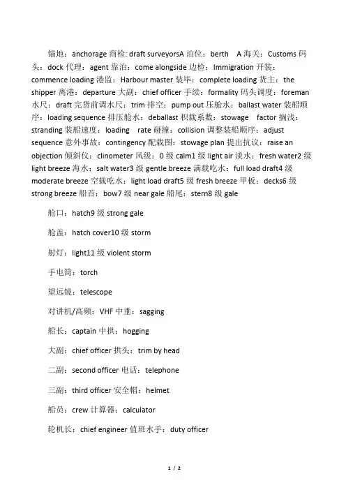 码头英语词汇