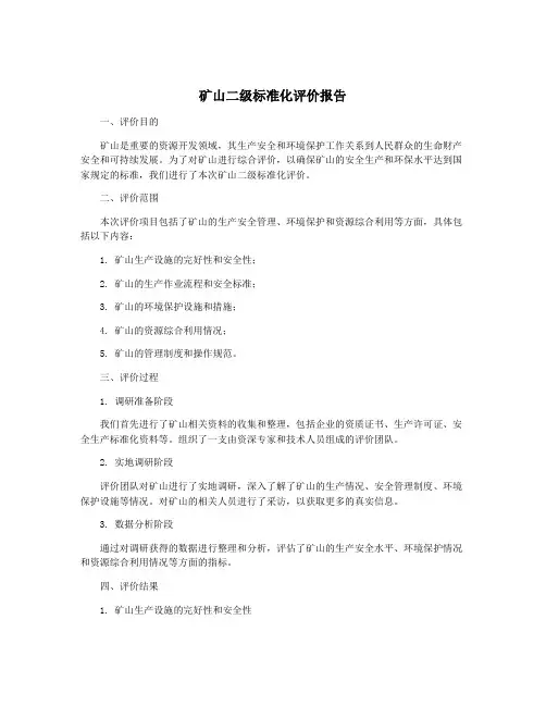 矿山二级标准化评价报告