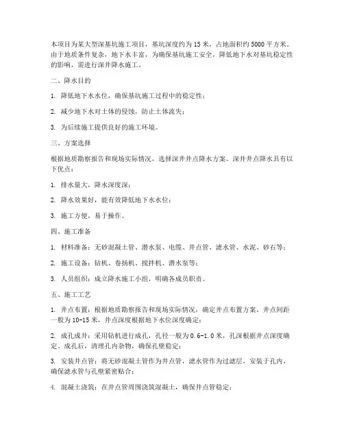 大型深井降水工程施工方案
