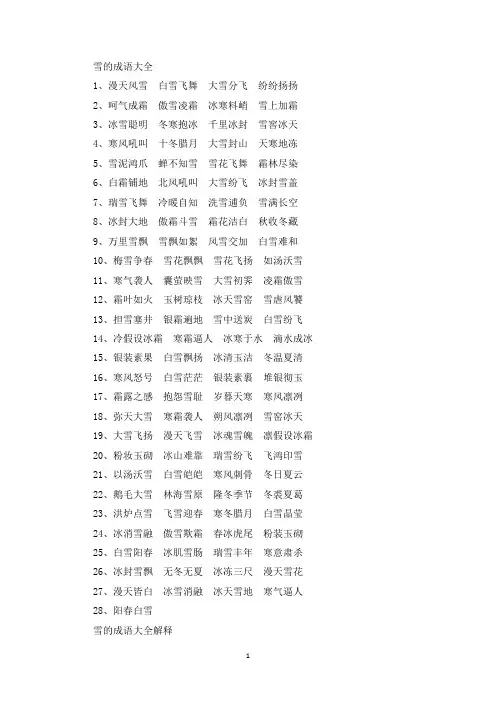 精选描写雪的成语大全