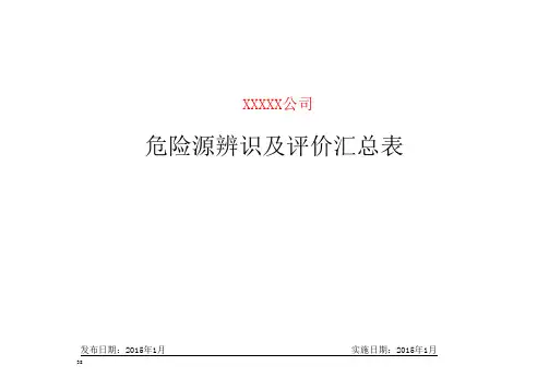 危险源识别评价汇总表(按项目辨识)