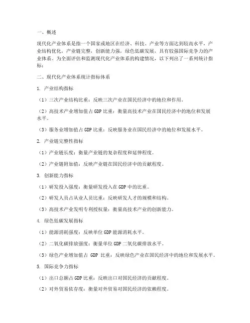 现代化产业体系统计指标