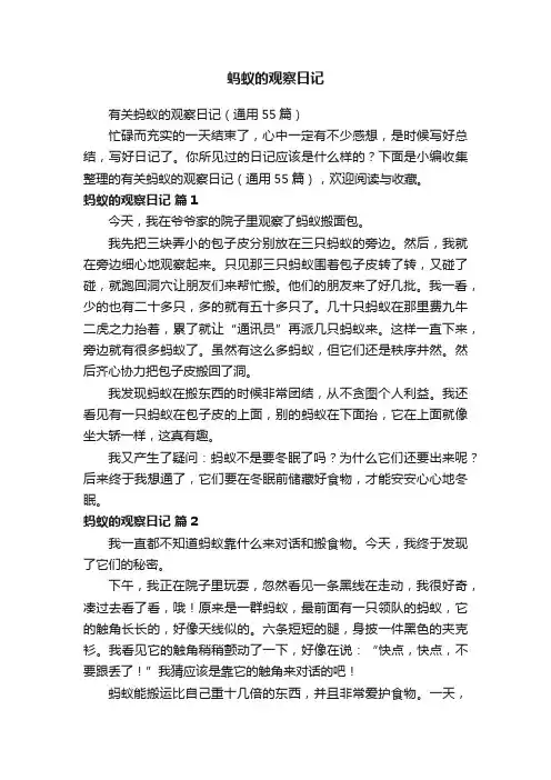 有关蚂蚁的观察日记（通用55篇）