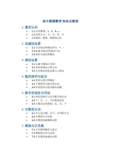幼小衔接数学 知识点梳理