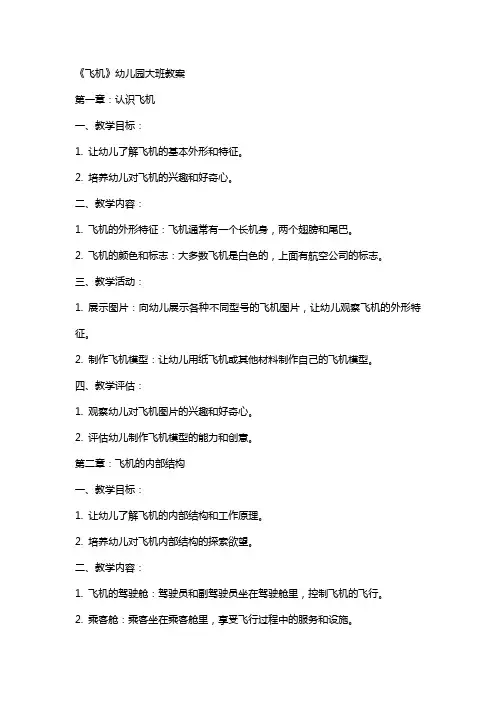 《飞机》幼儿园大班教案