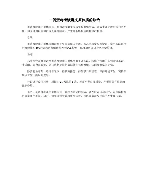 一例蛋鸡滑液囊支原体病的诊治