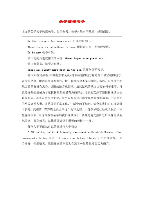 关于谚语句子